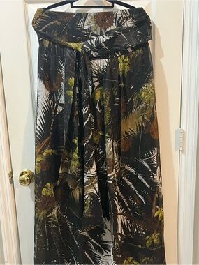 MaxMara Black Tropical-Print Studio strapless dress vacation large luxury